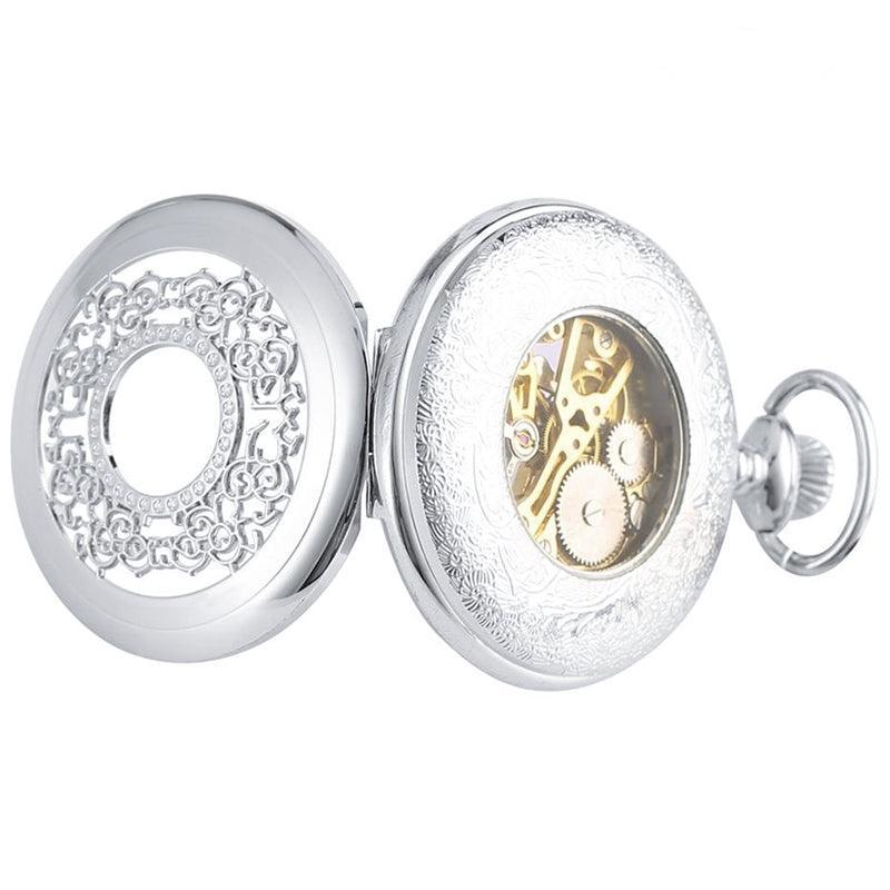 Klassiek Dames & Heren Zakhorloge Met Ketting - Zilver Vintage Design